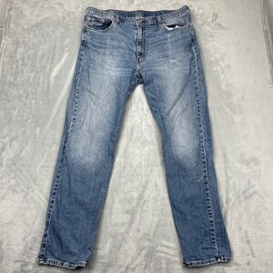 Levi's 502 Jeans Mens 40x34 Blue Denim Faded Regular Fit Red Tab Straight Leg